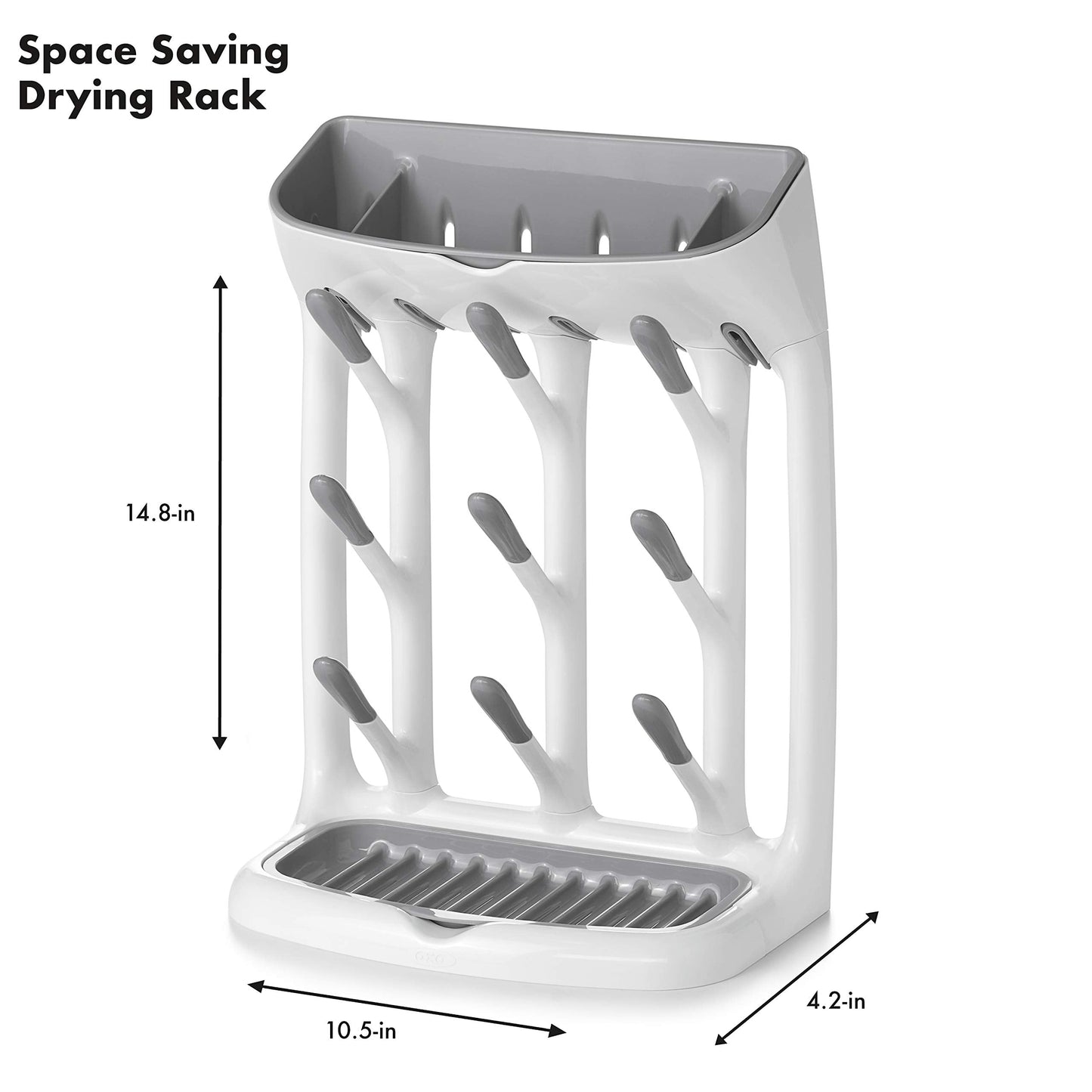 OXO Tot Space-Saving Bottle Drying Rack, Baby Bottle Organizer for Countertop