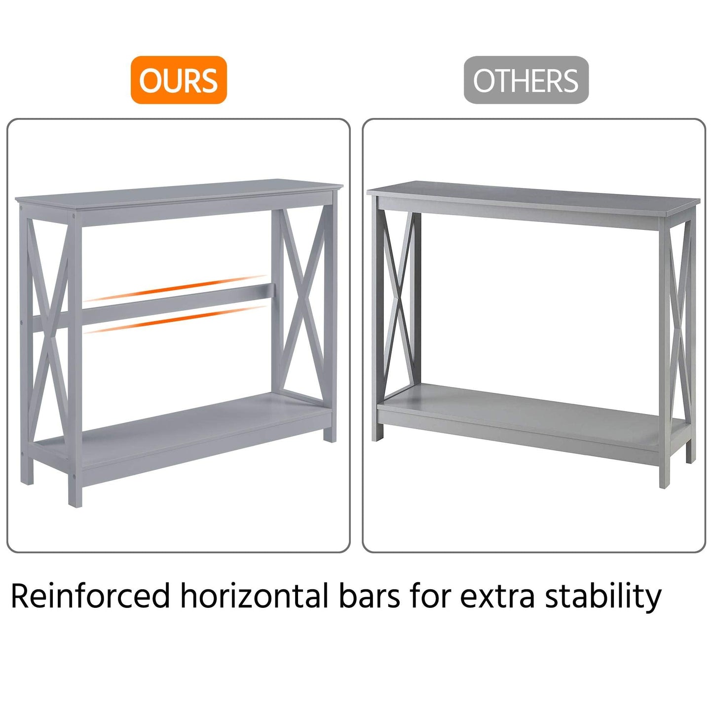 Yaheetech Console Table for Entryway, 2 Tier Narrow Sofa Table Bookshelf Accent Tables w/Storage Shelf, Living Room Entry Hall Foyer Tables Furniture, Grey