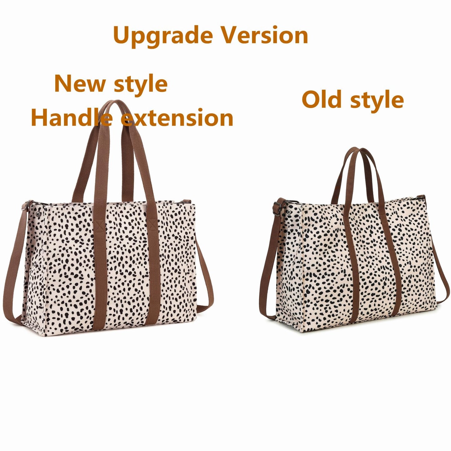 Laptop Tote Bag for Women Work Shoulder Bags 15.6 inch Canvas Laptop Computer Purse Messenger Teacher Handbag Business Office Briefcase (Leopard - Apricot)