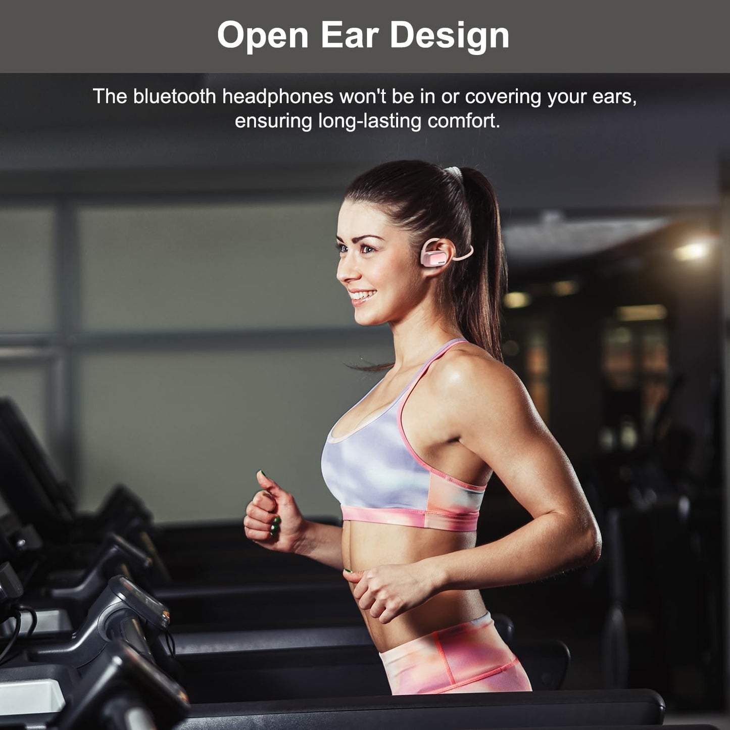 Bluetooth Headphones, LK12 Bluetooth Wireless Headphones with Noise Cancelling Mic, 15.4mm Diaphragm Driver, Open Ear Headset for Meeting Running Cycling (Pink-Louder Volume for Indoor Outdoor)