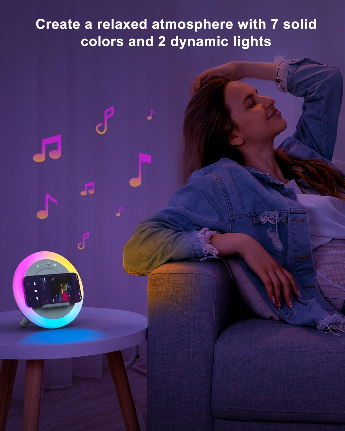 DTIDMI Night Light Bluetooth Speaker,Wireless Charger Stand Led Music Lamp,Color Changing Modern Bluetooth Lamp,Best Teenage Girls Boys Easter Gift (6.6inch)