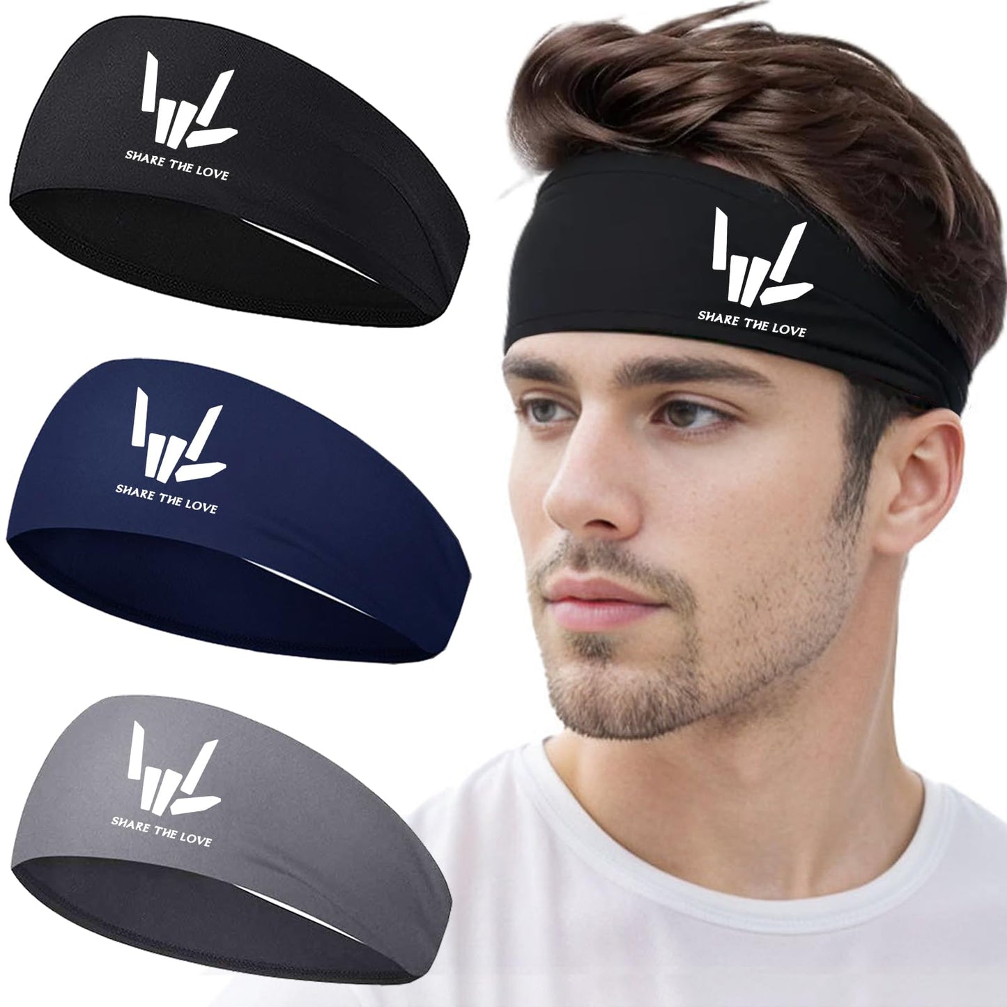 3pcs Sweat Bands Headbands Men Sport Headbands for Men Sweatbands Workout Headbands Women Cooling Skull Running Head Sweat Bands