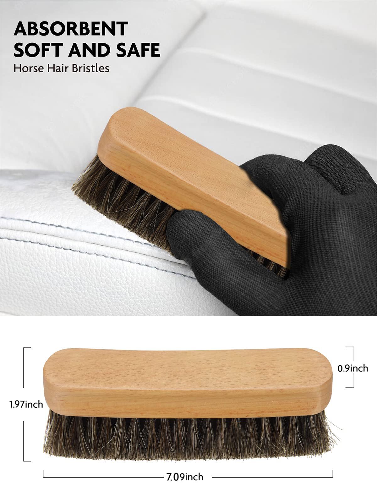 11PCS Car Interior Cleaning Dust Brush Detailing Set, Microfiber Cloth & Applicator, Single-Head Detailing Brushes, Natural Bristles, Scratch-Free & Ultra-Soft for Seats Leather Care or Cleaning