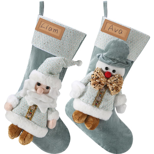 3D 21" Large Personalized Christmas Stocking Custom Xmas Stocking, Christmas Stockings with Names Tags for Family Kids Holiday Fireplace Party Decoration