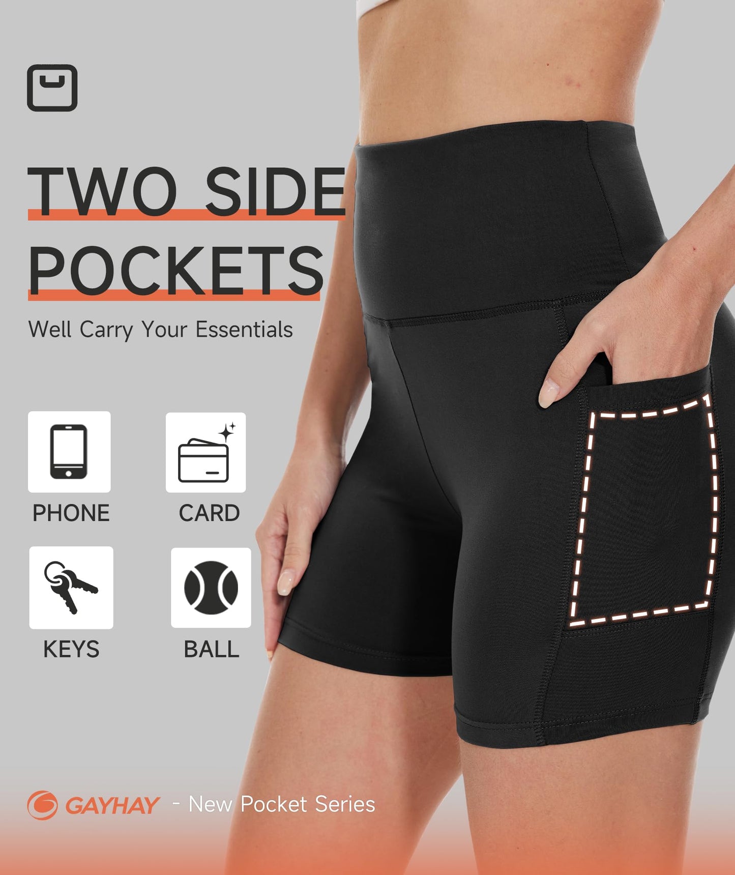 Biker Shorts Women with Pockets - 3"/5"/8" High Waisted Soft Tummy Control Workout Shorts for Yoga Athletic Gym White