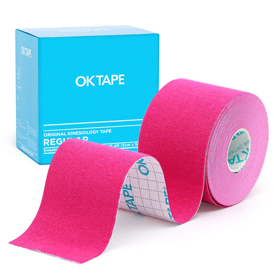 OK TAPE Kinesiology Tape, Regular Original Cotton Elastic Athletic Tape for Support and Recovery, Sports Tape, 2in×16.4ft Uncut Roll - Black