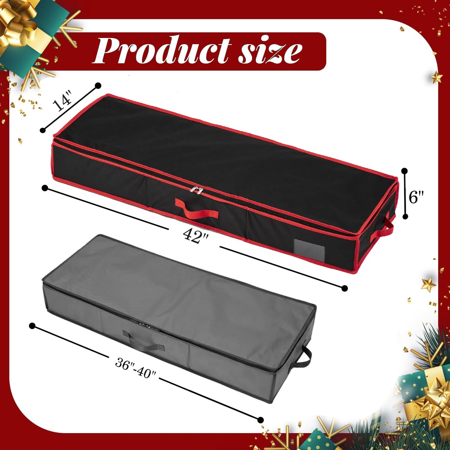 Wrapping Paper Organizer Storage for Christmas Gifts Wrapping Paper Storage, 600D Oxford Fits Ribbon, Ornaments, Holiday Accessories Flexible Partitions and Pockets （Black）