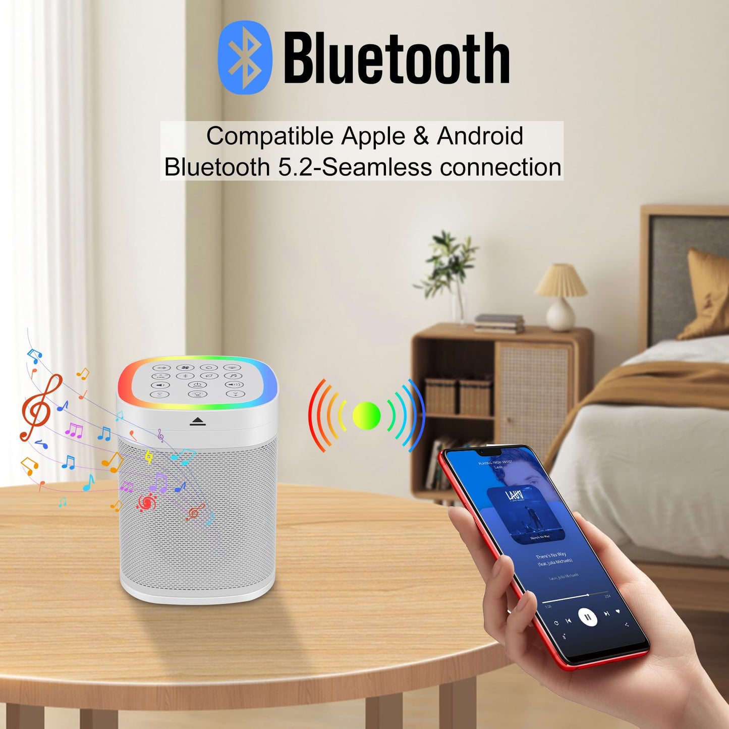 LUXSWAY White Noise Sound Machine with Night Light, 70 Non-looping Sounds, Rechargeable Sleep Sound Machine, Bluetooth Speaker for Party Camping, Sleep Aid for Baby Adults Privacy Nursery & Gifts