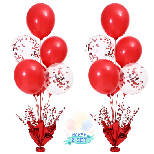 2 Set Red Balloon Centerpieces for Tables Red Balloons Stand Kit for Birthday Party Graduation Baby Shower Valentine's Day Wedding Prom Cake Retirement Table Top Decorations