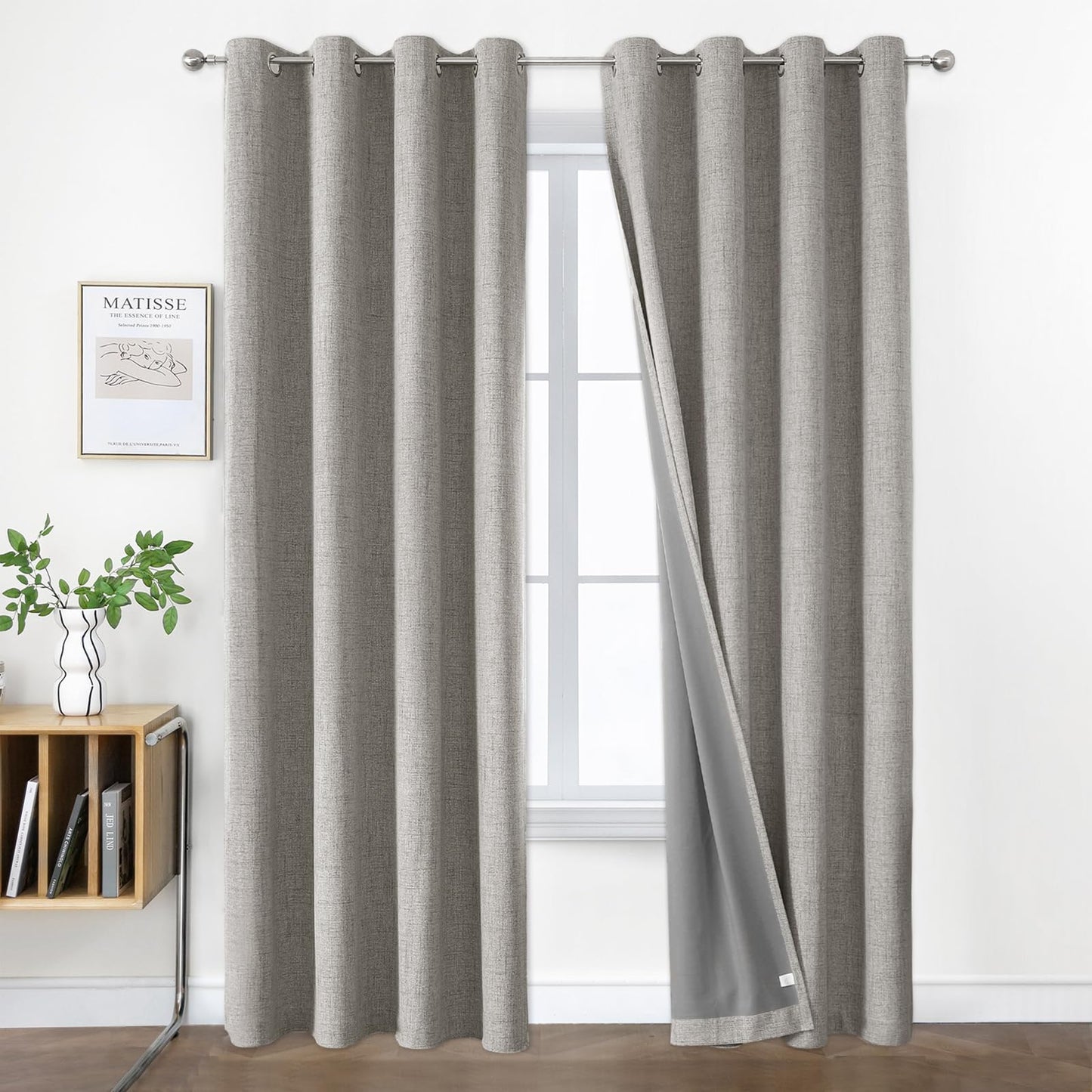 Joydeco 100% Blackout Curtains 84 Inch Length 2 Panels Set, Room Darkening Curtains for Bedroom, Grommets 100% Black Out Textured Thermal Light Blocking Drapes Privacy Protection, 52W x 84L Inch