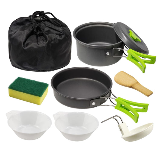 7Pcs Camping Pan Set - Backpack Cookware Pot and Pans Set, Survival Cooking Kit for Hiking, Picnic