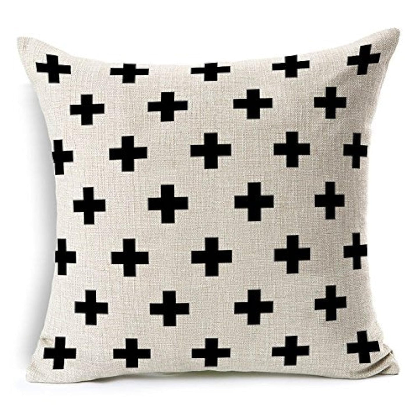 CoolDream Cotton Linen Decorative Pillowcase Throw Pillow Cushion Cover Cross Pattern Rectangle (16inch)
