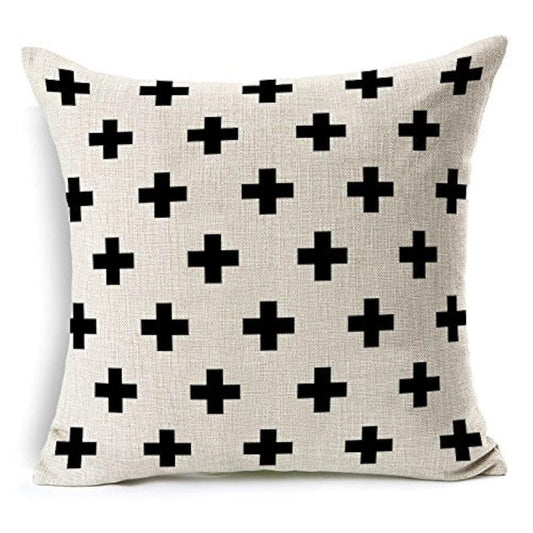 CoolDream Cotton Linen Decorative Pillowcase Throw Pillow Cushion Cover Cross Pattern Rectangle (16inch)