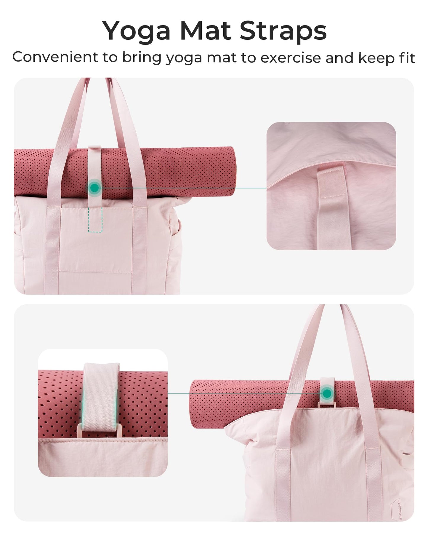 BAGSMART Tote Bag for Women with Zipper, Gym tote with Compartments, Work Tote Nurse Dance Yoga Bag for Travel