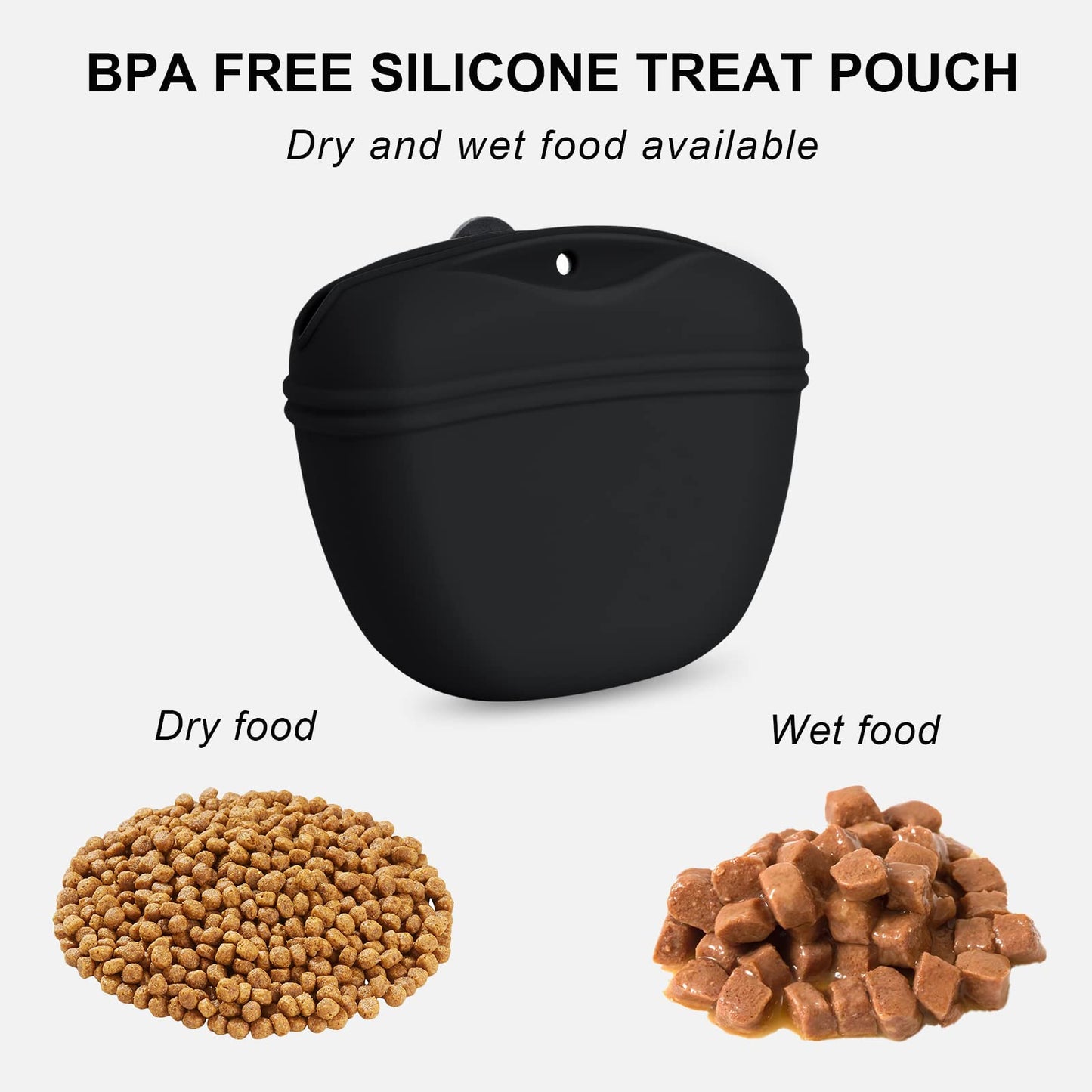 Left&Right Dog Clicker Training Kit,Silicone Dog Training Treat Pouch and Dog Clickers,Dog Treat Bag with Clicker Training for Dogs,Pet Treat Bag with Magnetic Buckle Closing and Waist Clip,Black