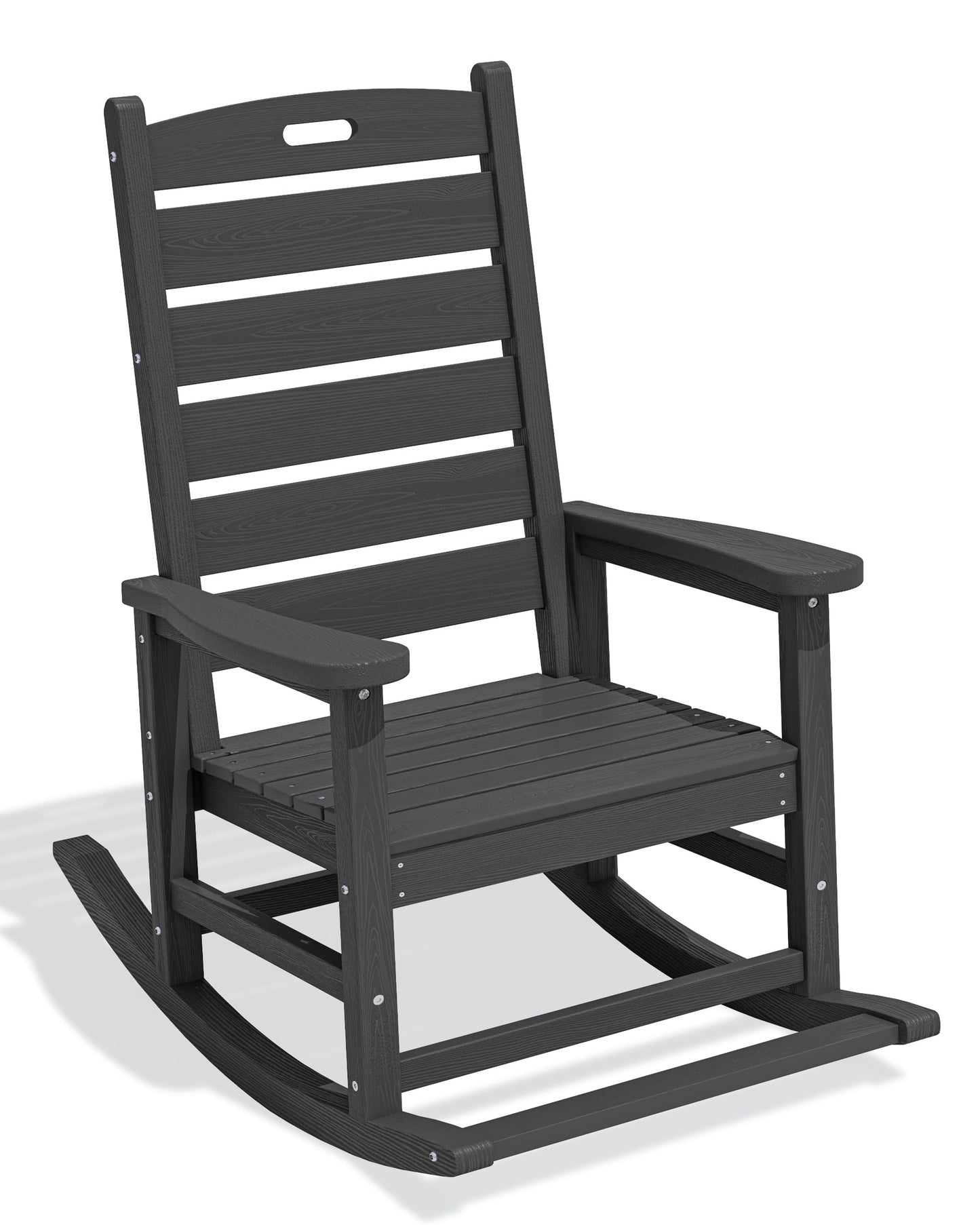 SERWALL Outdoor Rocking Chair, Oversized Rocking Chair with Footrest for Adults, HDPE All Weather Resistant Rocking Chairs for Patio, 350lbs Weight Capacity, Gray