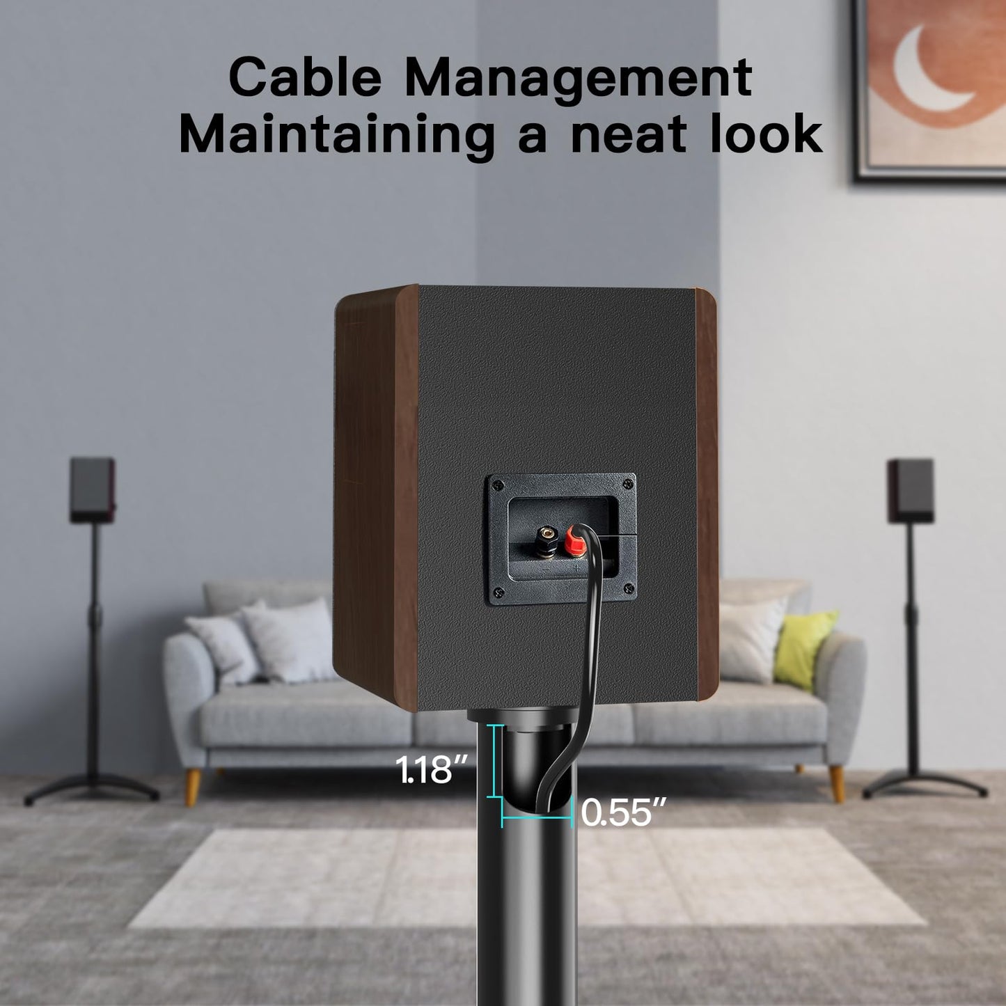 PERLESMITH Speaker Stand Adjustable - Extend 20" to 44" - Holds Satellite Speakers & Small Bookshelf Speakers up to 9 lbs, Floor Stands Compatible with Sony Bose Polk JBL Yamaha and Others - 1 Pair