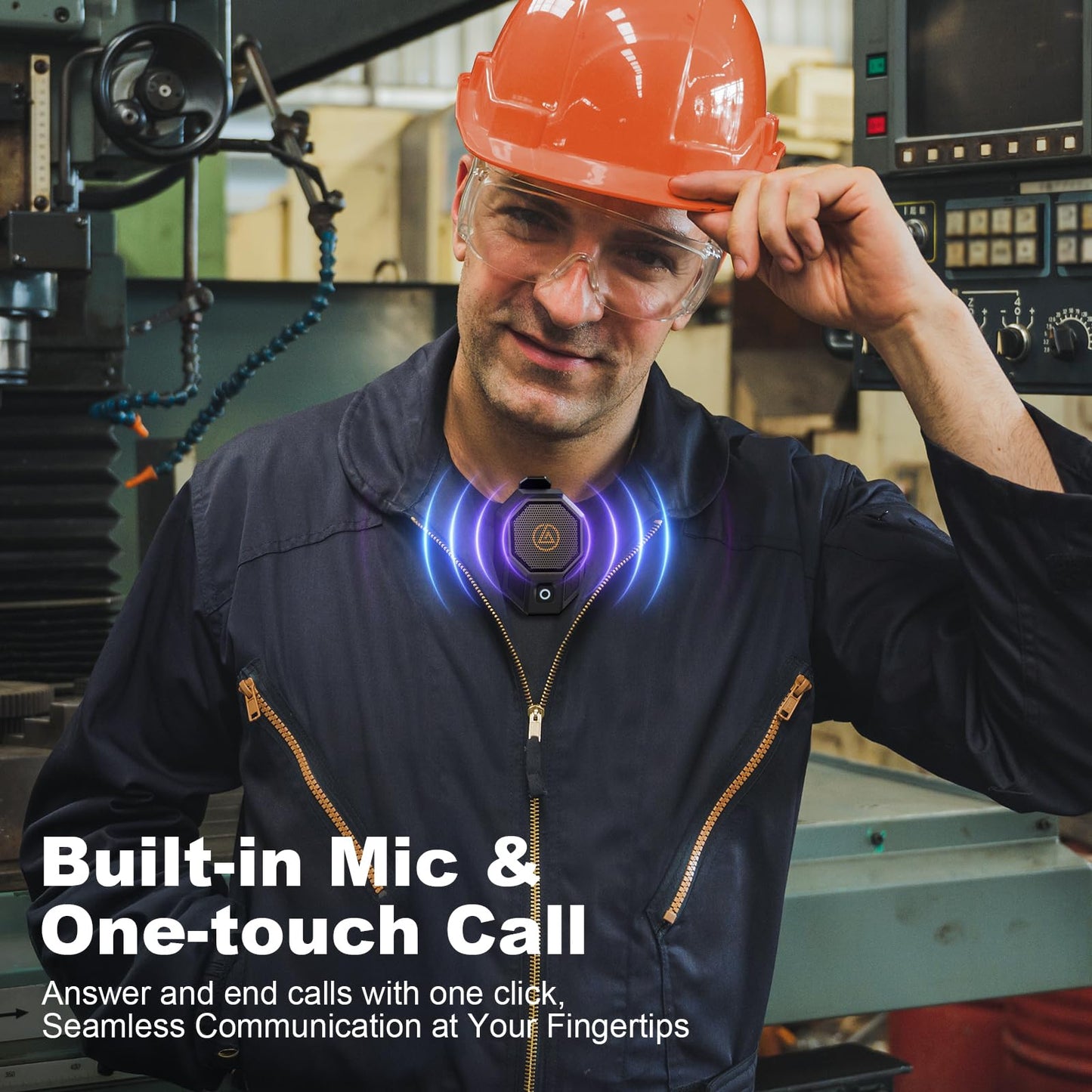 LOBKIN Wearable Bluetooth Speaker, Clip On Mini Portable Speakers,Wireless Bluetooth 5.4 Built-in Mic IPX5 Waterproof Compact Hands-Free Calls for Jobsite Work,Outdoor Activities