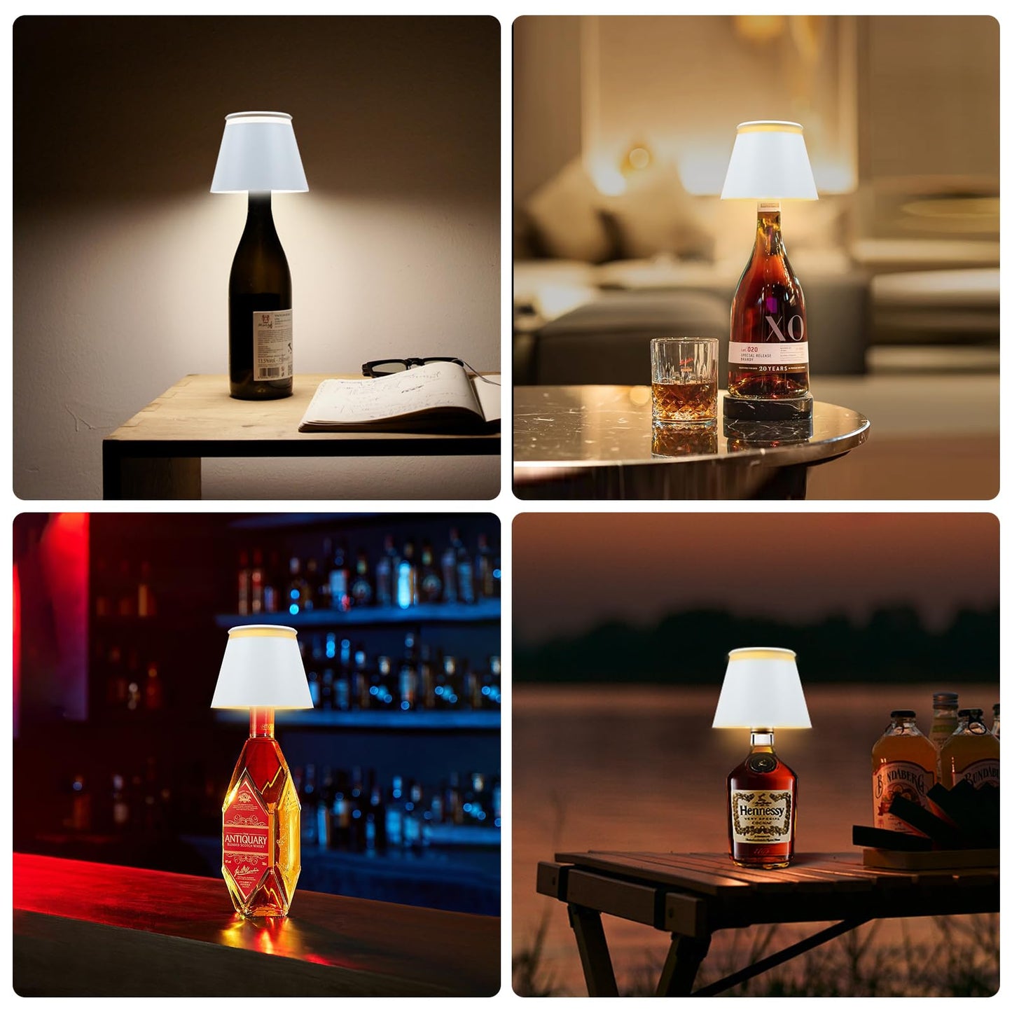 Yupola Wireless Bottle Lamp with Remote,Cordless Lamp Shade Dimmable for Wine Bottles,Rechargeable Battery Operated Touch Control Bottle Light for for Bedroom,Restaurant,Bar,Camping. (White, 1pcs)