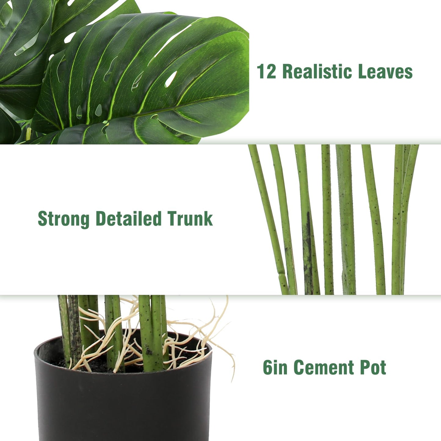 FLOWORLD Artificial Monstera Plant 4FT Tall Fake Swiss Cheese Plant Potted Faux Tropical Floor Plants Indoor Decorative House Plants Artificial Palm Trees for Home Office Living Room Decor, 2 Pack