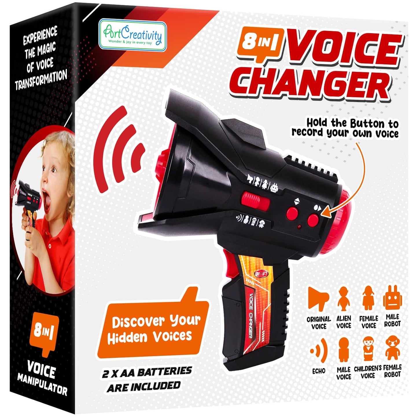 ArtCreativity 8 in 1 Voice Changer for Kids - Voice Changer, Recorder, and Megaphone Device - Toy Voice Changer Speaker with 8 Different Voices and Batteries - Noisy Toys for Boys and Girls
