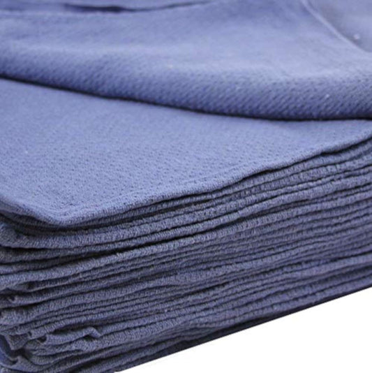 Huck Towels Blue-Commercial -50 Piece Pack -16"x 24"- New 100% Cotton Super Absorbent-Low Lint