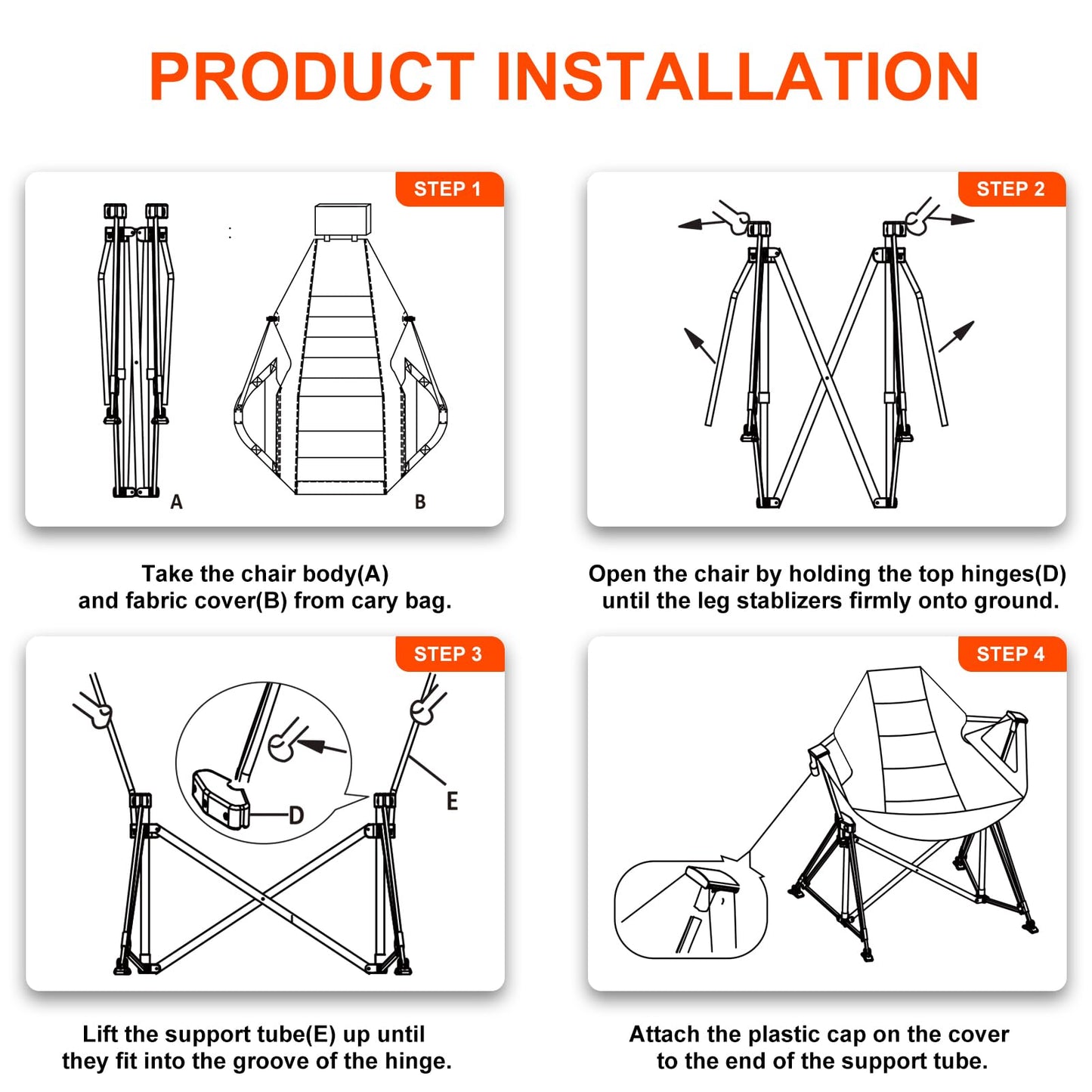 FREETOUR Hammock Camping Chair Folding 350lbs Foldable Portable Rocking Chairs for Adults Outside Swinging Camp with Stand Lawn Garden Hanging Outdoor (Crimson)