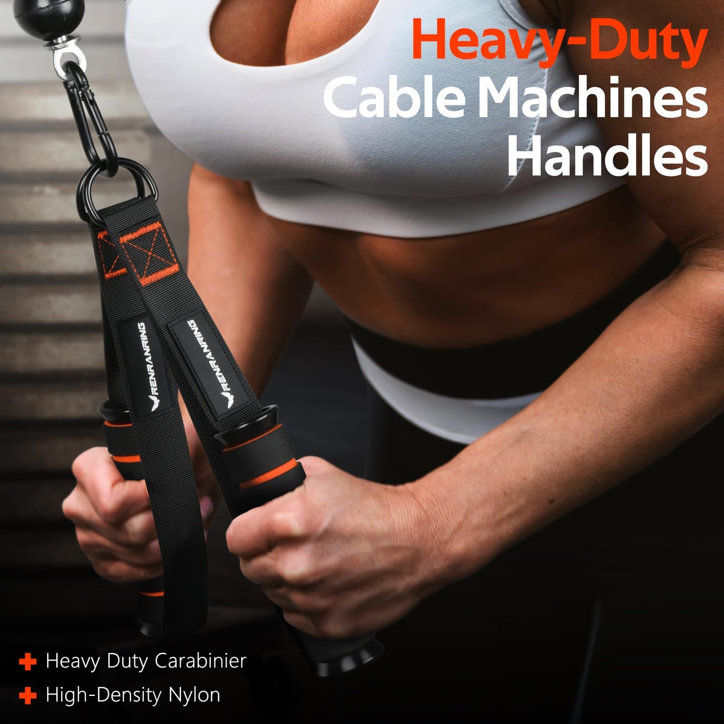 RENRANRING Gym Exercise Handles, Replacement Handle Attachments for Cable Machine Pulleys, Resistance Band and Strength Trainer, Pull Down Workout Accessories, Home Gym Add On Equipment