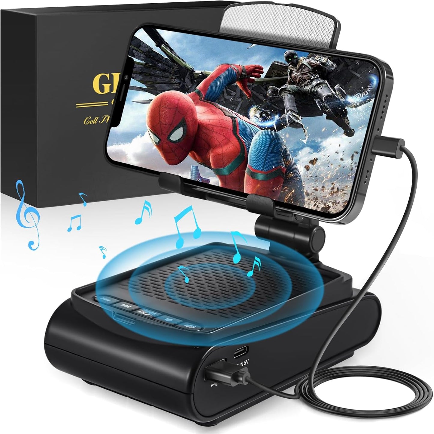 Gifts for Men, Cell Phone Stand with Wireless Bluetooth Speaker, Birthday Gifts for Mens Dad Boyfriend, Cool Gadgets for Men, Anniversary Idea Gift, Compatible with iPhone/iPad/Samsung Galaxy