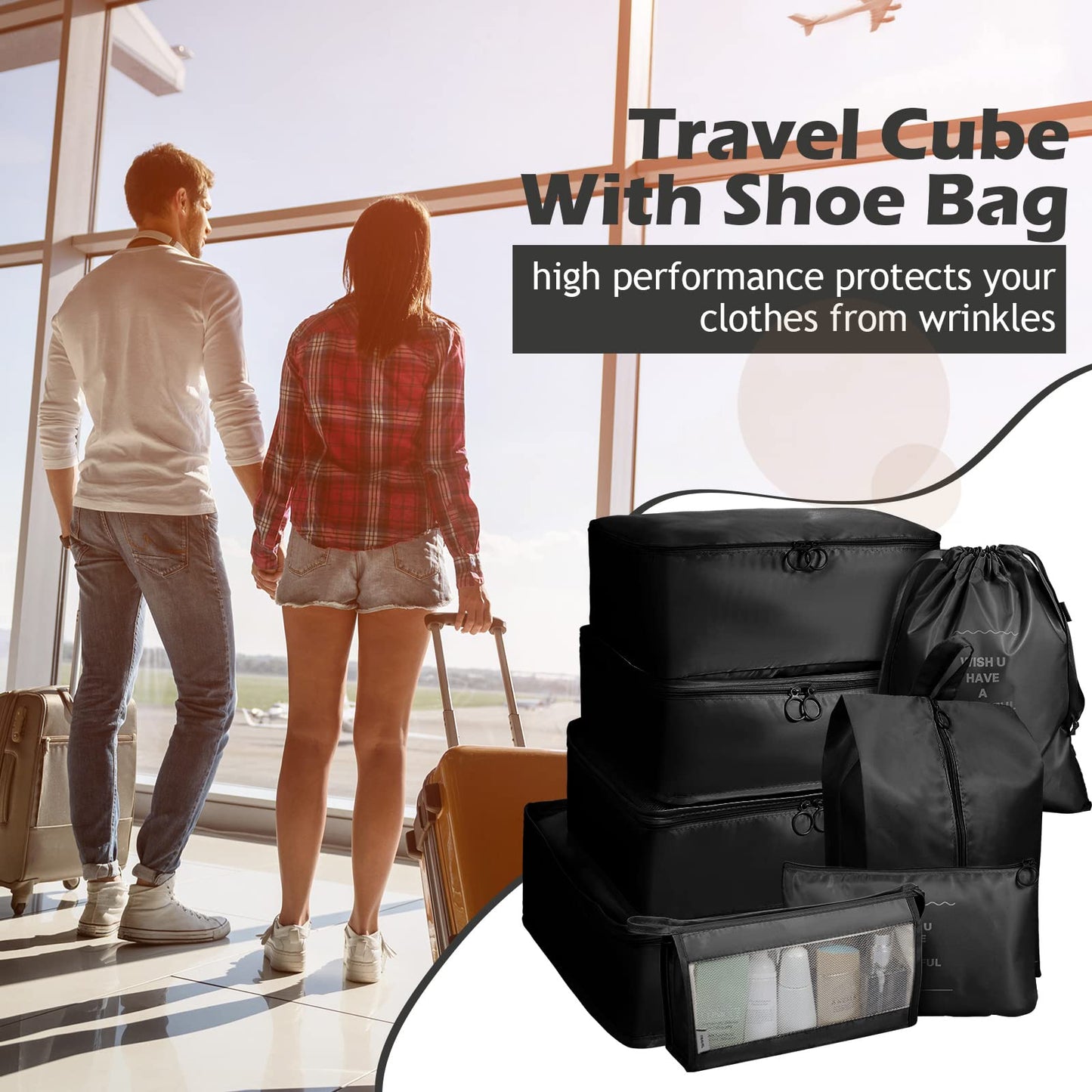 48 Set Packing Cubes Travel Luggage Organizers Set with Storage Shoe Bag, Clothing Bag for Women Men Essentials