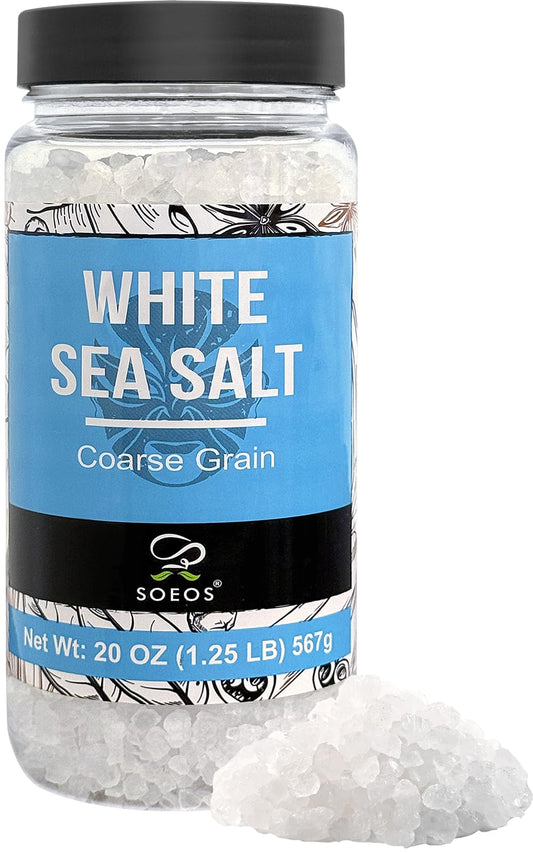 Soeos Sea Salt, Coarse Grain, 20 Oz (1.25 Pound), Non-GMO, Nature Himalayan Kosher Salt, Sea Salt for Grinder Refill (Pack of 1)