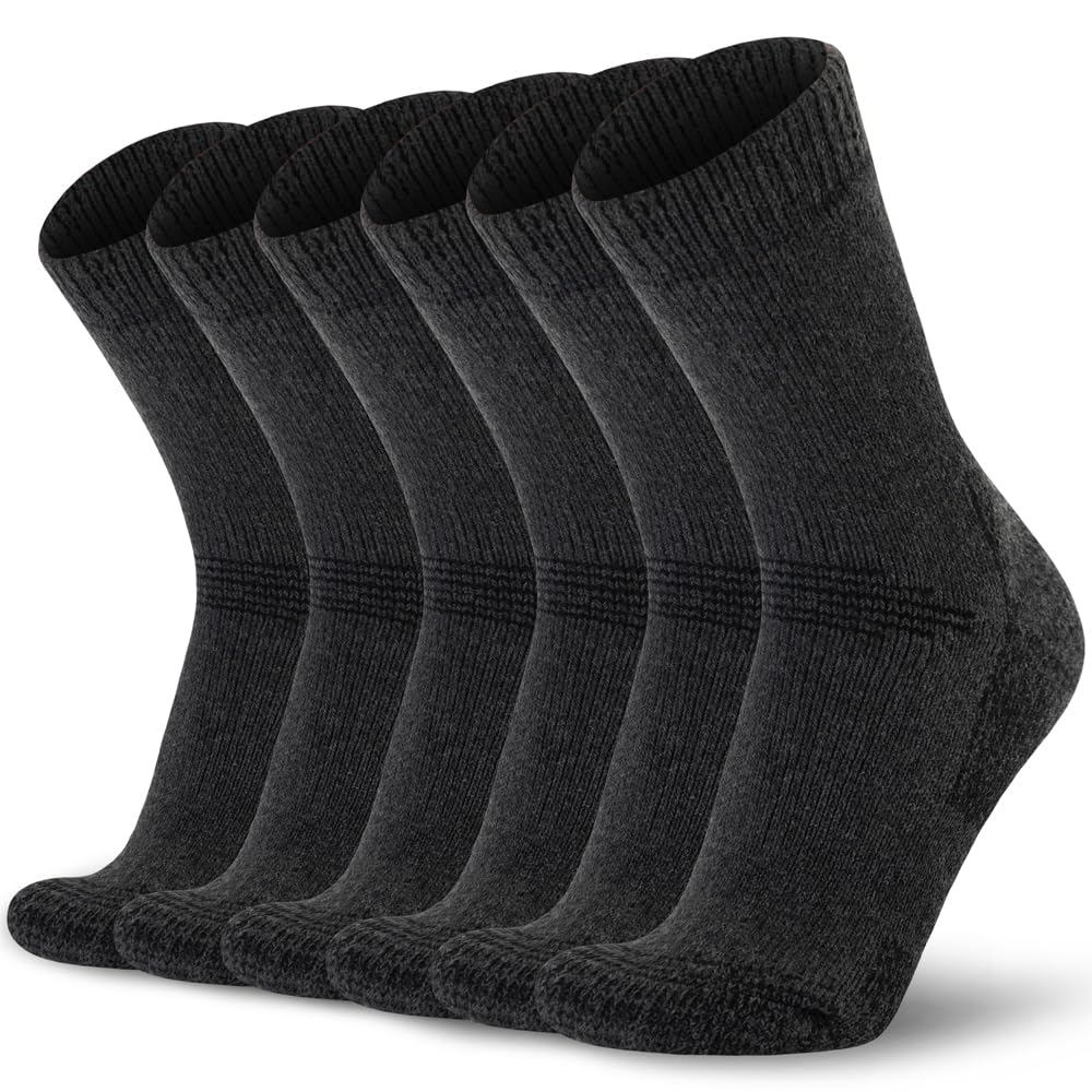 Time May Tell Mens and Womens Merino Wool Hiking Cushioning Socks For Outdoor Wool-Socks-For-Men 3 Pack (Dark gray(3 Pairs) US Size 9-13