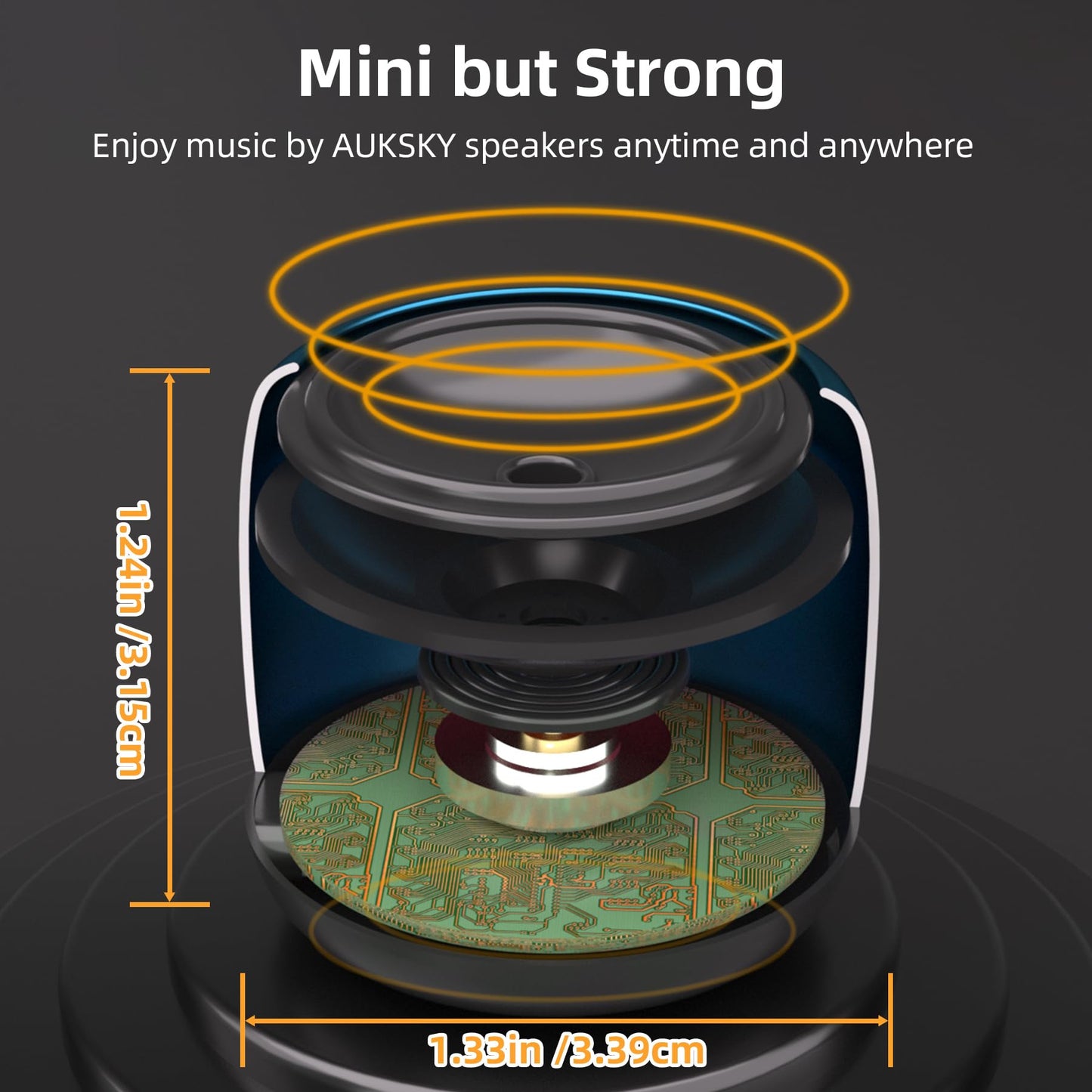 AUKSKY 2Pack Portable Mini Speaker, Bluetooth Tiny Speaker for Shower, Room, Bike, Rechargeable Battery, Built-in Microphone with Strap to Carry, Blue