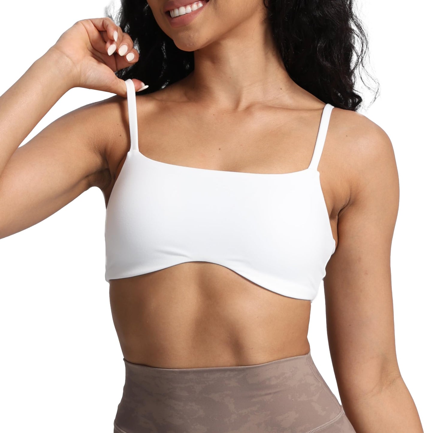 Aoxjox Women's Define Sculpt Bandeau Sports Bras Workout Curved Training Fitness Running Yoga Crop Tank (White, X-Small)
