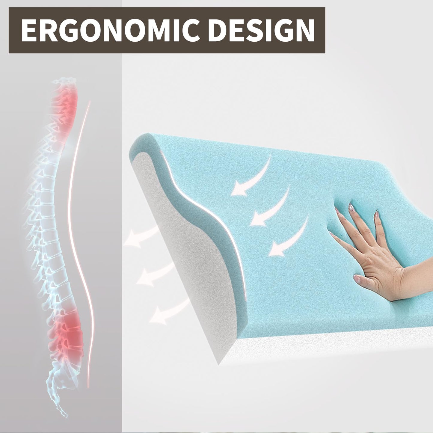 GIVANLEE Lumbar Support Pillow for Recliner Chair/Accent Chair/Couch,Comfy Back Support Pillow with Gel Memory Foam,Recliner Cushions for Back Rest,Pain Relief,Reading,Washable Cover