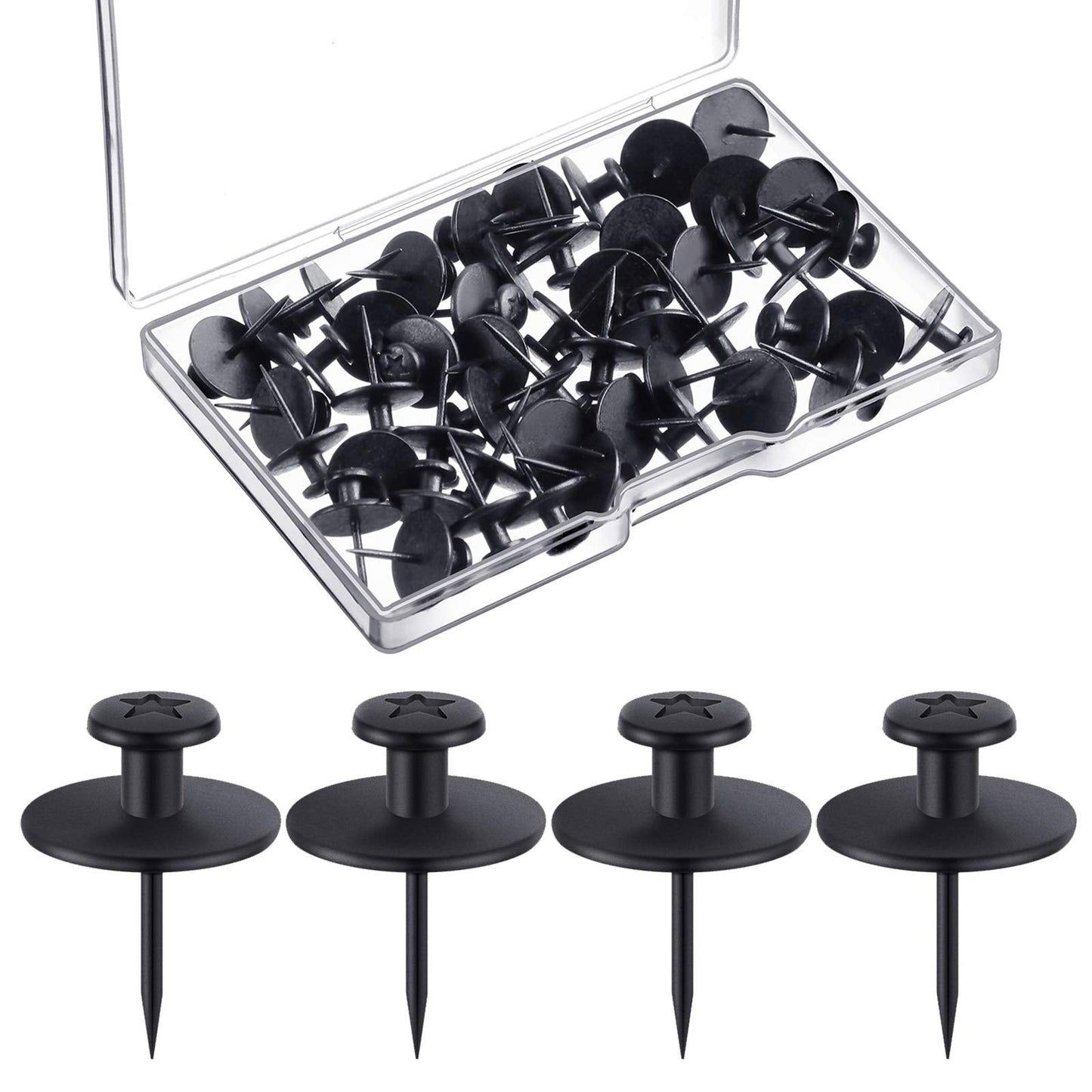 Push Pins Picture Hangers Double Headed Thumb Tacks Wall Hooks for Wall Hangings Picture Hangers Nails Small Photo Hanging Hook Pins for Home Office Photo Decor(Black,80 Pieces)