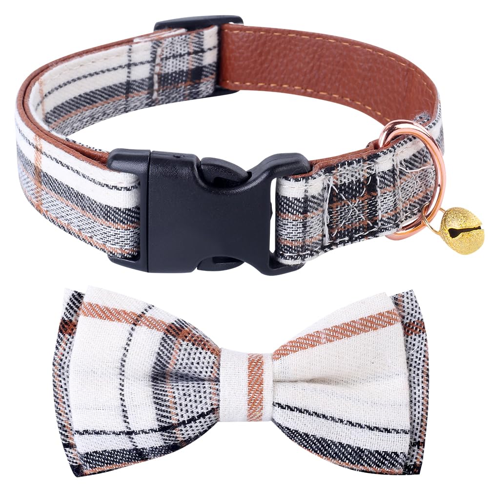Yizepet Dog Collar with Bow Tie- Adjustable pet Collar for Dogs with Metal snap Fastener Collar, Stylish Pattern for Small Medium or Large Boy and Girl Dog and Cat