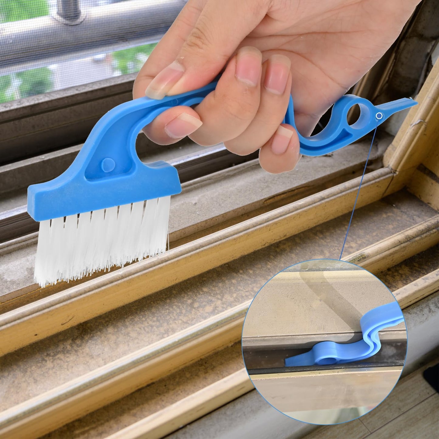 Eduftis 7Pcs Crevice Cleaning Brush, Multifunctional Window Track Cleaning Tools and Window Groove Cleaning Brush, Home Kitchen Bathroom Window Faucets, Easy to Use Cleaner Supplies Tool