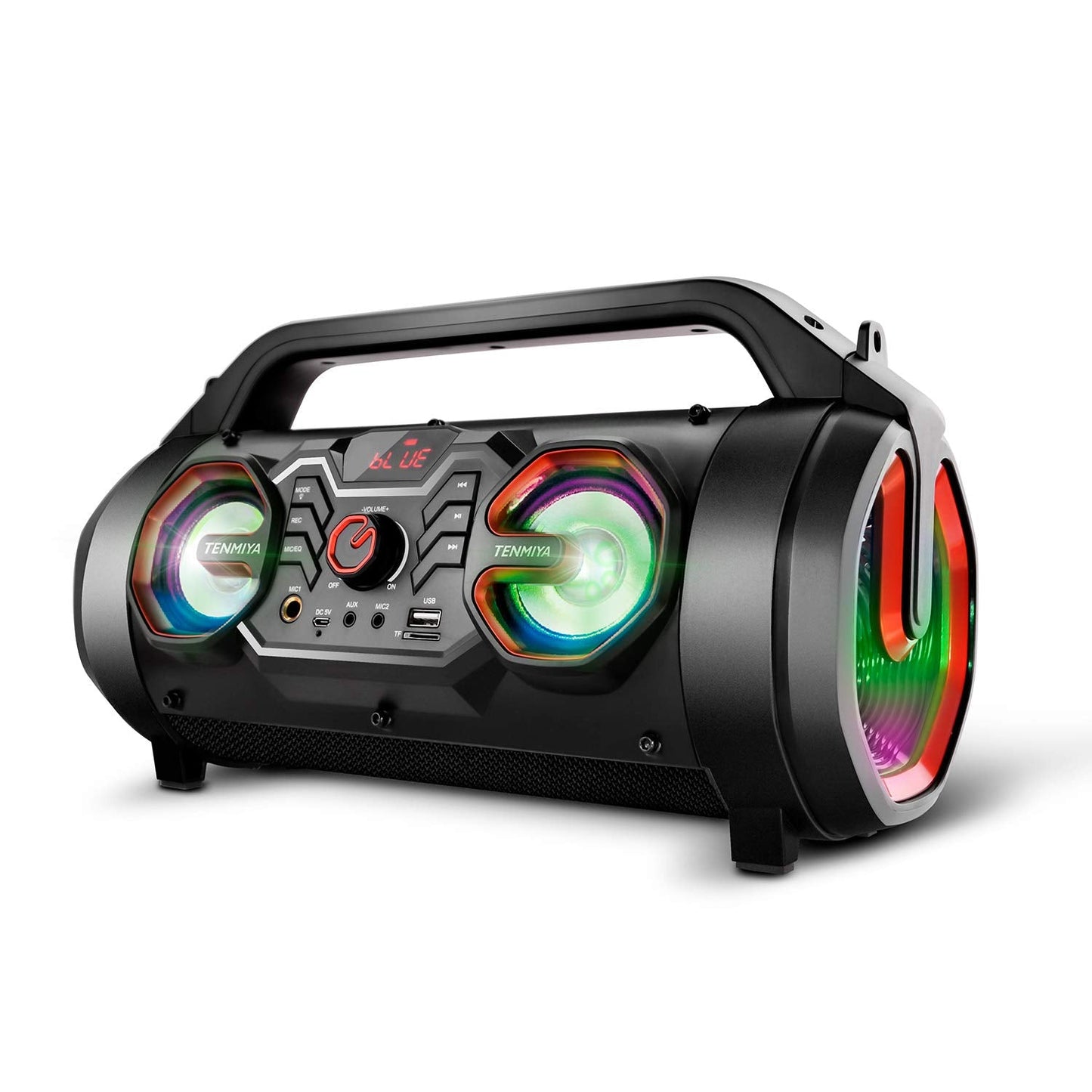 Portable Bluetooth Speaker with Subwoofer, Wireless Speakers with Booming Bass, FM Radio, RGB Lights, EQ, Stereo Sound, 10H Playtime, 30W Loud Speaker for Home, Outdoor, Party, Travel, Camping, Gifts