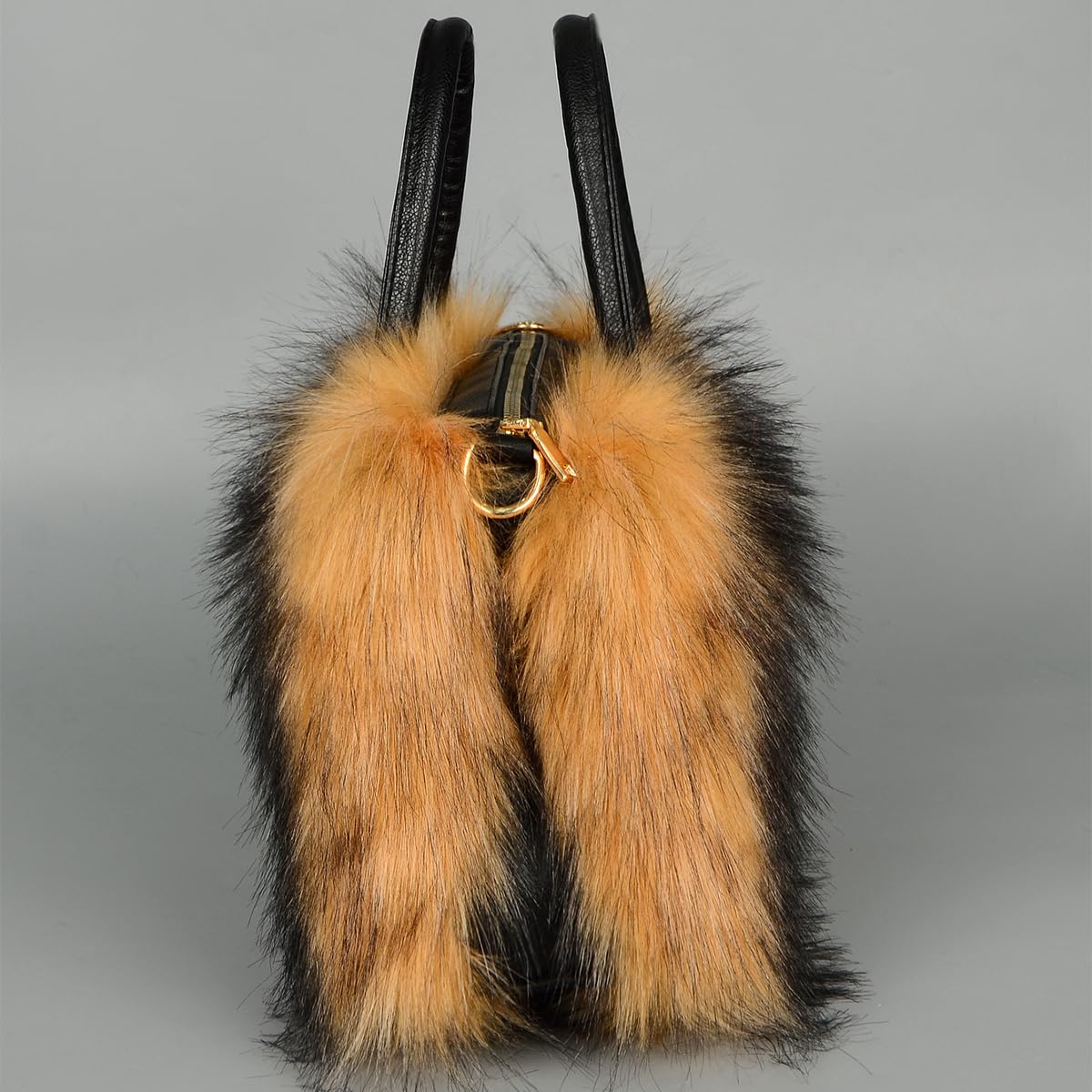 Women's Furry Shoulder Handbags Faux Fur Work Tote Bag for Women Fluffy Satchel Handbags Wristlet Zipper Purses