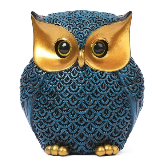Artpaul Owl Figurines Home Decor Accents Small Décor Items for Shelf Decorations for Living Room Office, Gifts for Owl Lover (Blue)