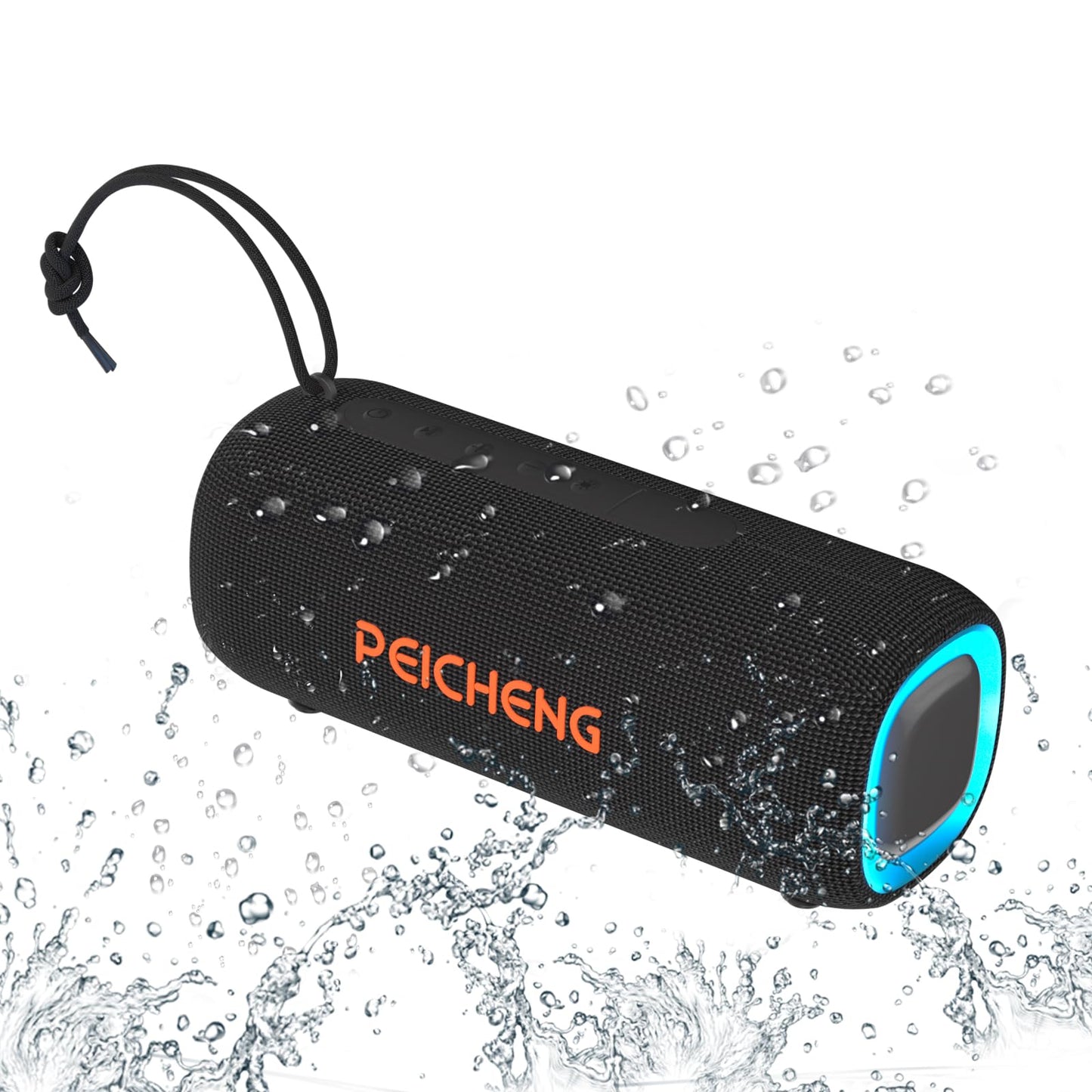 PEICHENG Bluetooth Speaker, Portable Wireless Clear Loud Stereo Sound IPX5 Waterproof with RGB Lights BT5.3 Long Playtime TWS Pairing,for Home Party Outdoor Beach,Great Gift Choice (Black)