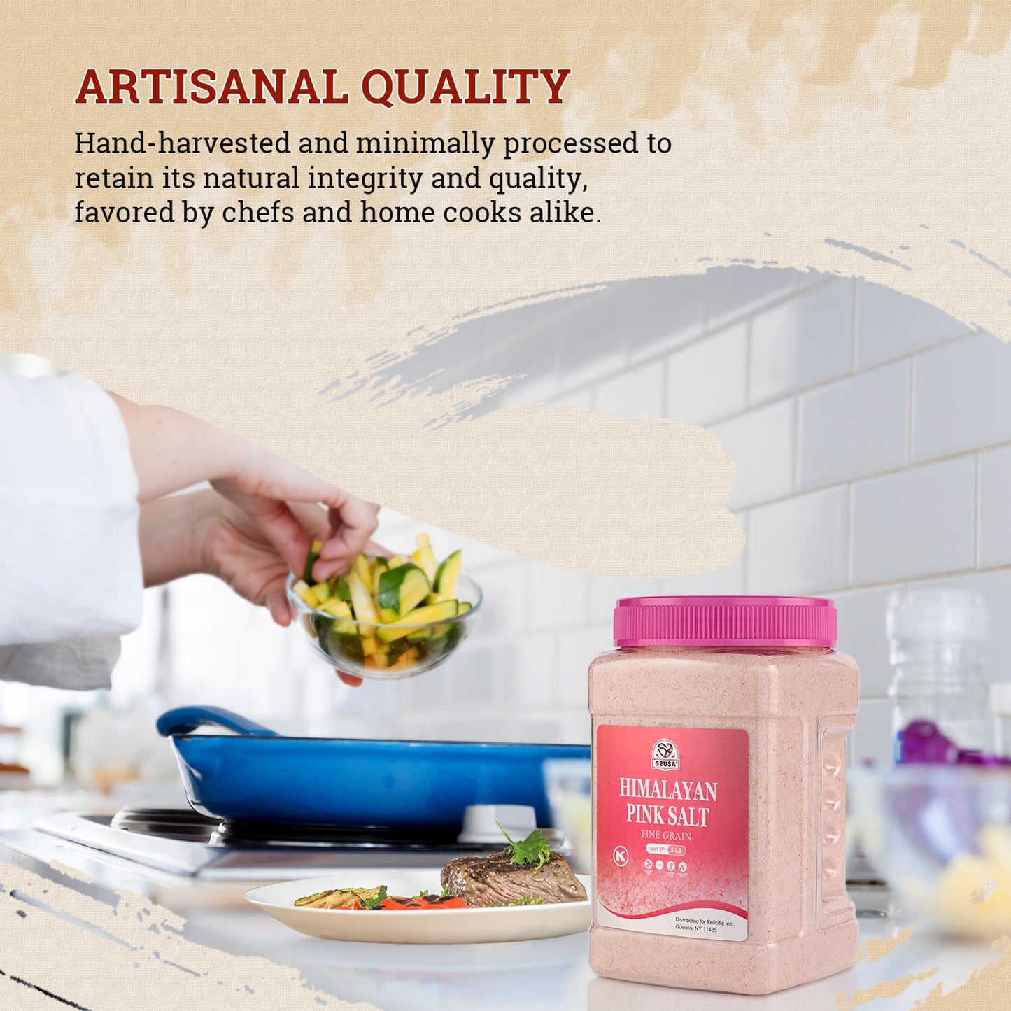 52USA Himalayan Pink Salt Fine, Fine Ground Table and Cooking Salt, 80oz (5 Pound), 100% Real, Pure, Unrefined Himalayan Pink Salt, 80+ Minerals and Electrolytes, Pink Himalayan Sea Salt, Kosher Salt