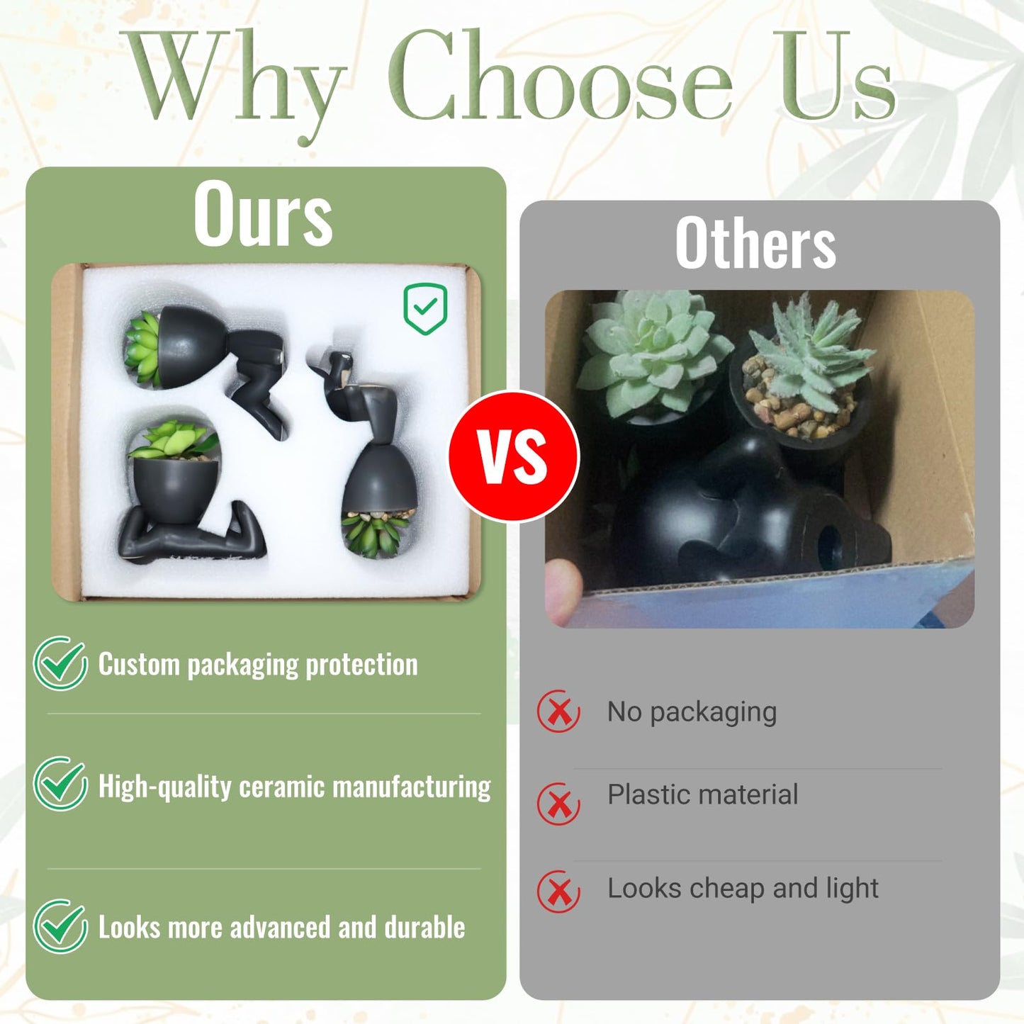 Zerzsy 2PCS Cute Artificial Succulent Plants with Creative Human Shaped Pots, Desk Decoration Artificial Plants Indoor for Home and Office Decor(Cement Gray)