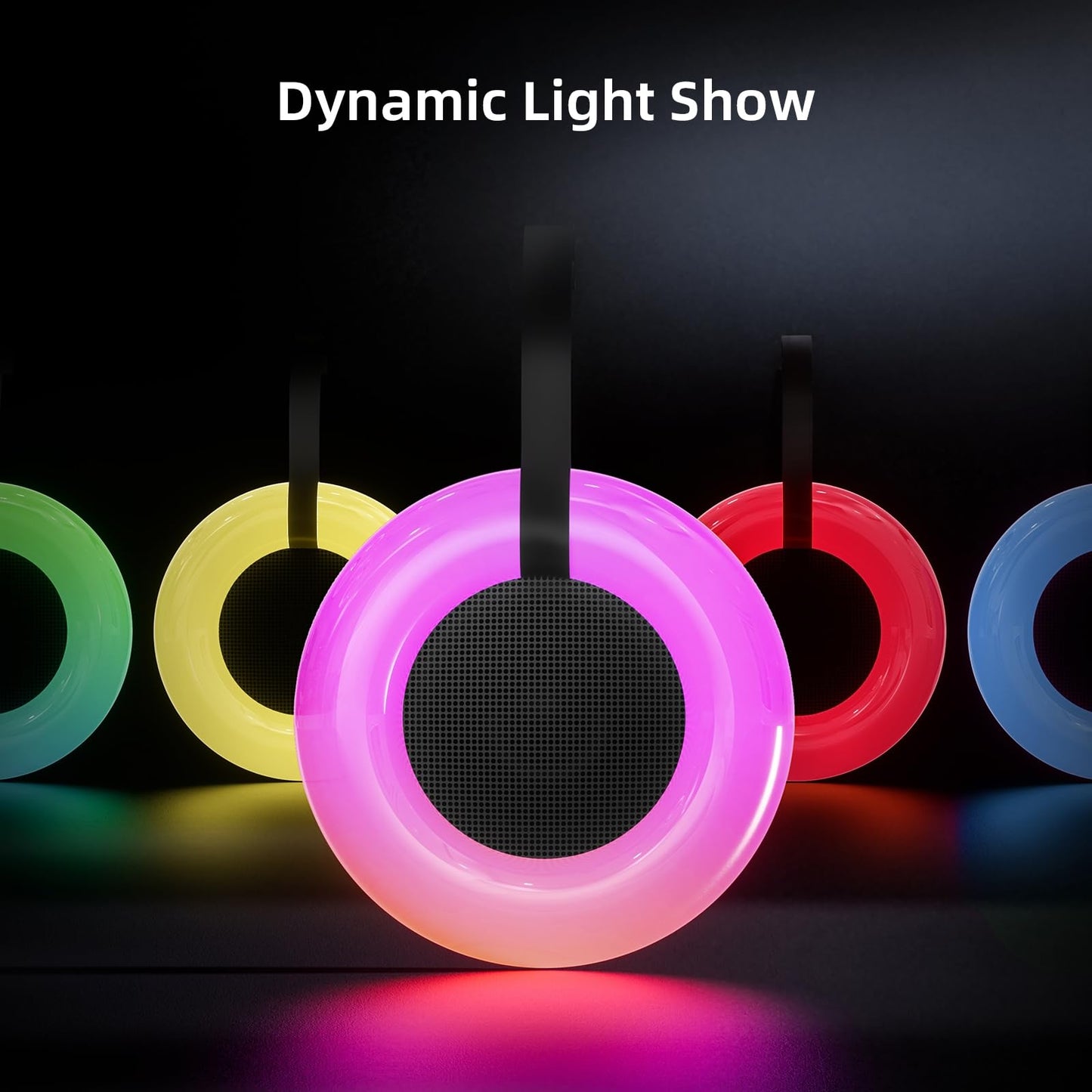 Xinborry IPX7 Waterproof Speaker with Dynamic LED Light,Bluetooth Shower Speaker,Portable Bluetooth Speakers,Floating, True Wireless Stereo for Outdoor/Pool/Beach,BT5.3/TF-Card,Ideal Gifts(Black)