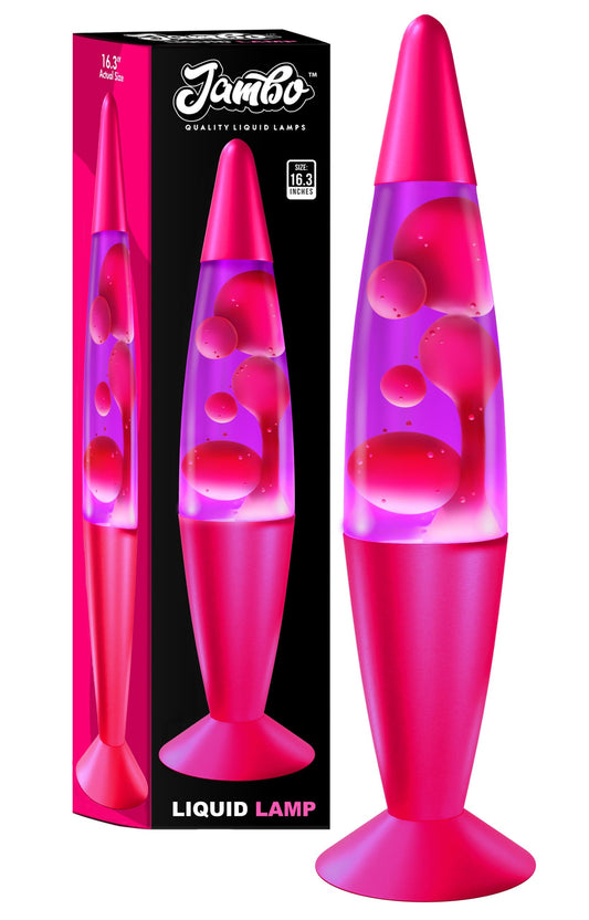 Jambo 16-Inch Liquid Lamp, Glass, Pink Base, Purple Liquid, Pink Wax, Model KL-17, Night Light for Kids and mature-themeds