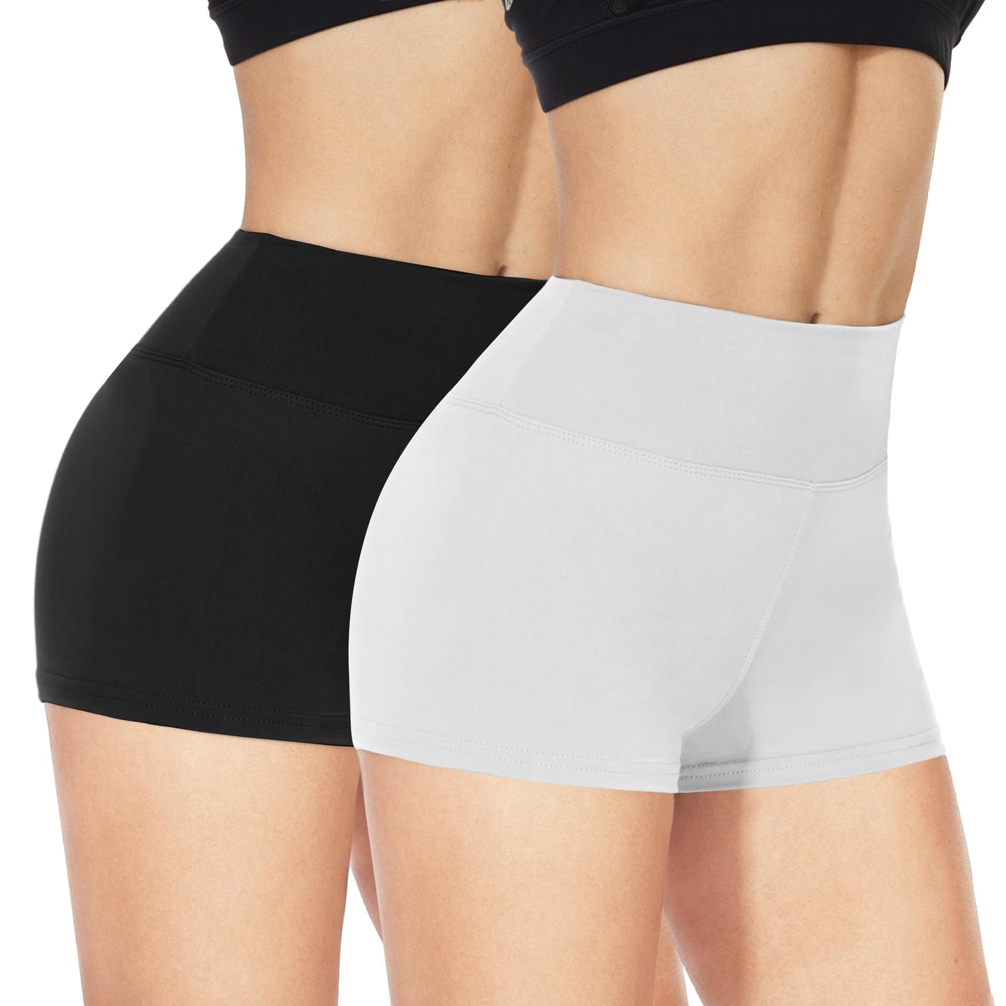 NexiEpoch 2 Pack Biker Shorts for Women - 3"/5"/8" Booty Volleyball High Waisted Black Spandex Shorts for Yoga Dance Workout
