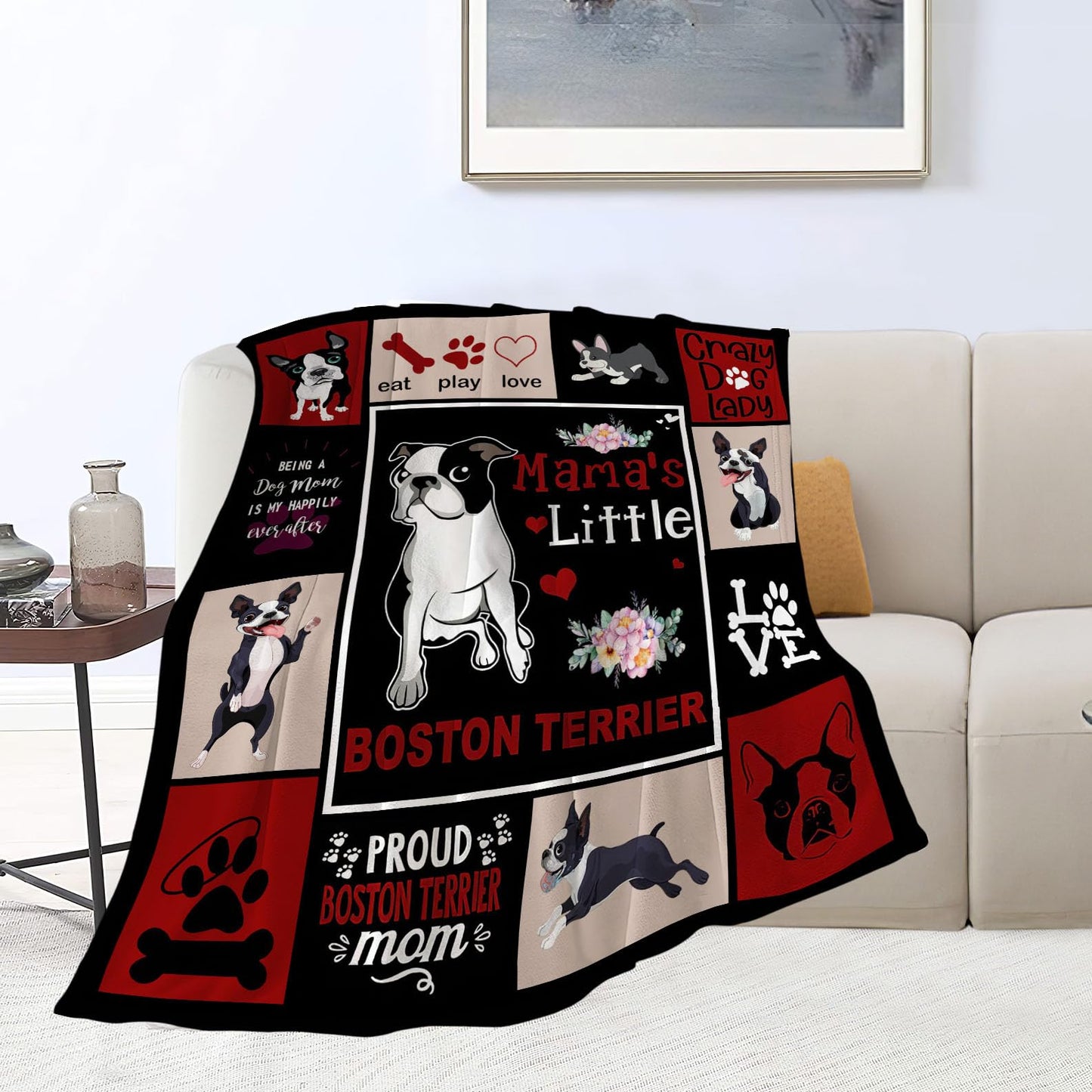 Boston Terrier Blanket Boston Terrier Gifts Throw Blankets Cozy Fleece Flannel Blanket Soft Warm Plush Lightweight Blanket Dog Gift for Couch Sofa Bed for Women Girls 40"X50"