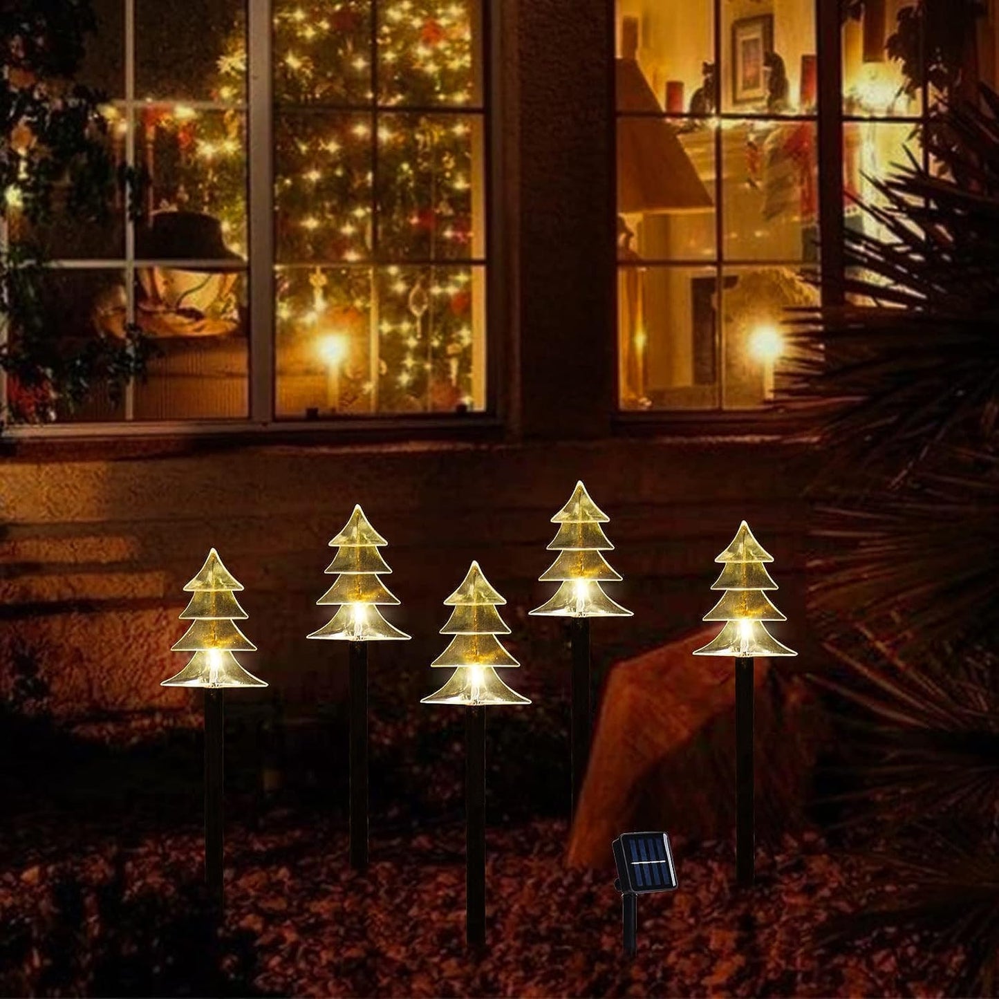 ILLUMINEW Outdoor Christmas Decorations, Solar Christmas Pathway Lights, Set of 5 Waterproof Landscape Christmas Lights, LED Lights for Yard Lawn Patio Walkway Decor