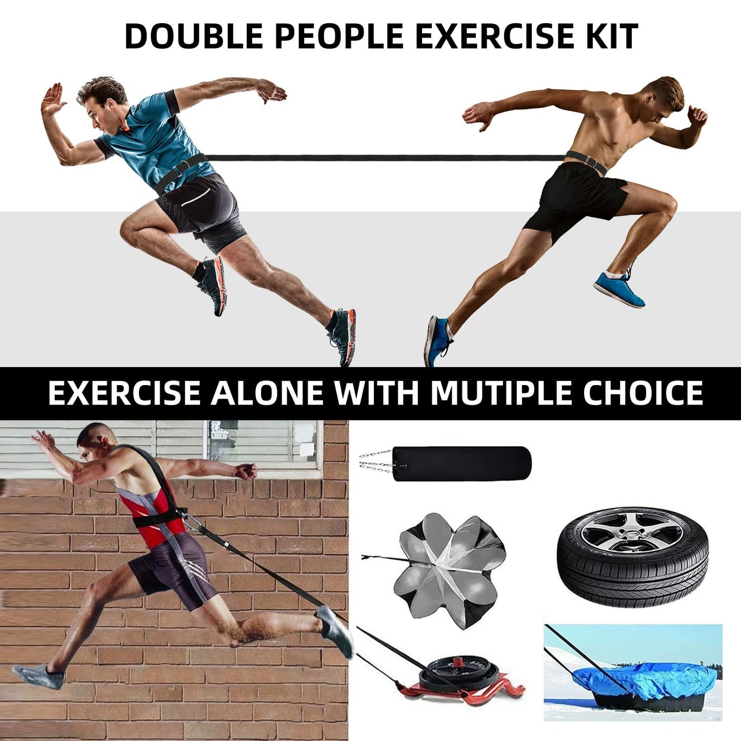 OYINDIZ Weight Sled Harness Set, 5 PCS Pulling Strap for Running, Speed Power Agility Training Full Body Workout Football Exercise Equipment for Outdoor Men and Women 6.6FT